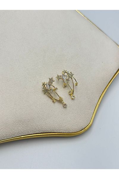 MyladyAccessoriess Zircon Stone Detailed Star Steel Earrings
