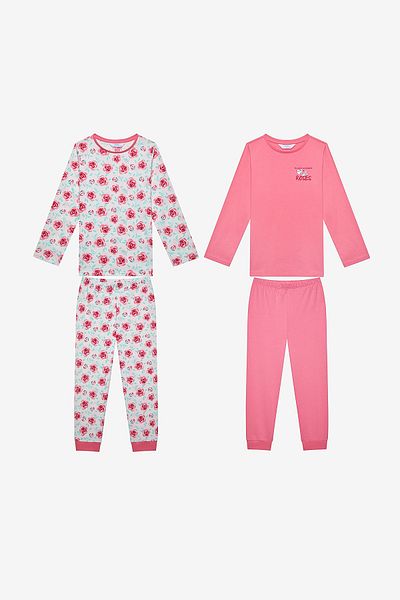 Penti Rosafarbenes 2-teiliges mehrfarbiges Pyjama-Set für Mädchen