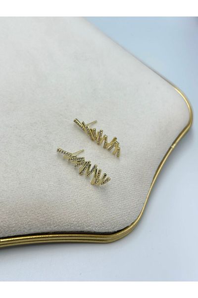MyladyAccessoriess Zircon Stone Detail Zig Zag Earrings