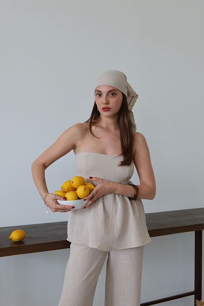 Laluvia Σετ Μουσελίνας 100% Βαμβακερό Stone Bandana - 30377