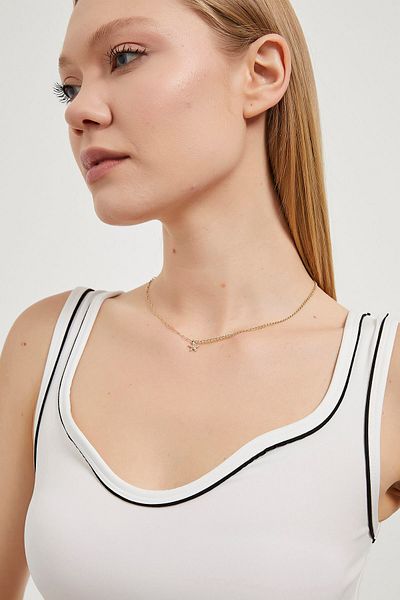 Arma Life Women's Piped Strap Tight White Crop Sports Bustier