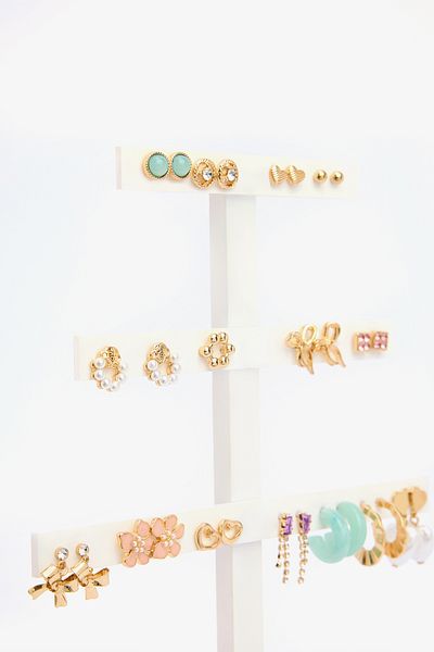 Penti Σετ σκουλαρίκια Mix Heart Gold Color