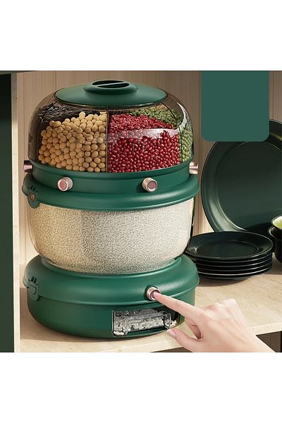 Un Multi-layer Cereal Dispenser 360 Degree Rotating Rice Food Dispenser Food Dispenser with Household Moisture-Proof Cover