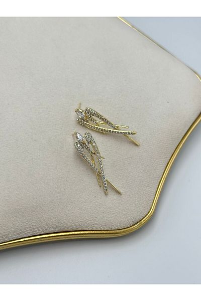 MyladyAccessoriess Full Zircon Stone Detailed Wing Premium Earrings