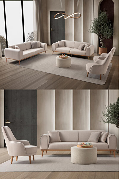 EDSY HOME Rebull 3+3+1+1  Koltuk Takımı Sütlü Kahve