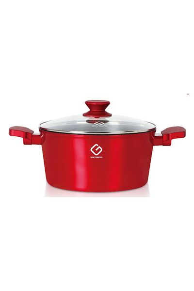 GRÜNBERG Grunberg aluminum saucepan 4.3L 24x12 cm coated with marbled ceramic, heat-resistant glass lid