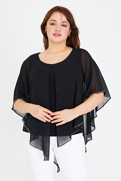 UNIQUE LADY بلوزة شيفون حجرية نسائية مقاس كبير - تصميم أنيق وعصري