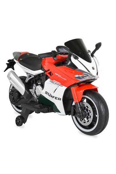 Moni Electric Motorcycle for Children 3-8 Years Old, Moni Surfer Red – 12V, Bluetooth, MP3, 8 km/h