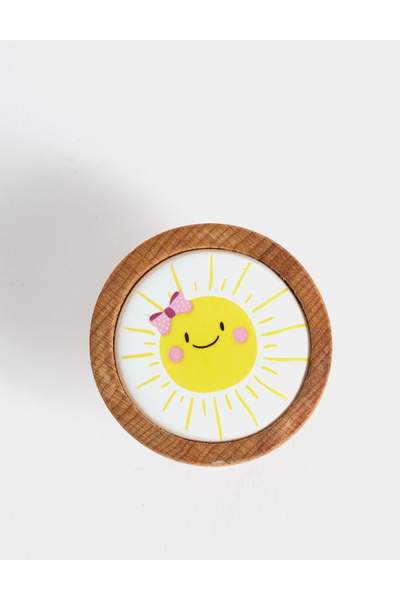 Maisonord Sun Patterned Porcelain and Wooden Single Child Handle