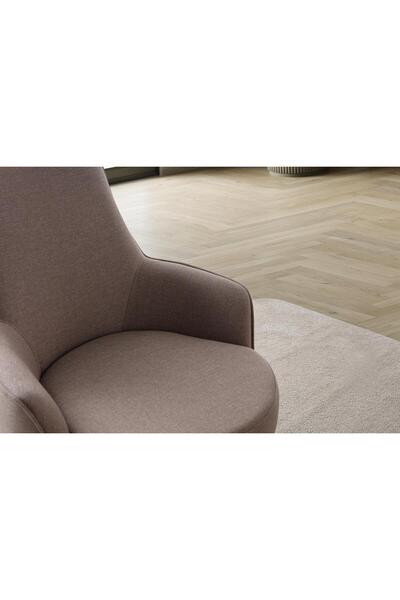 Haliloğlu Paris Keten Berjer Kahverengi Tekli Koltuk