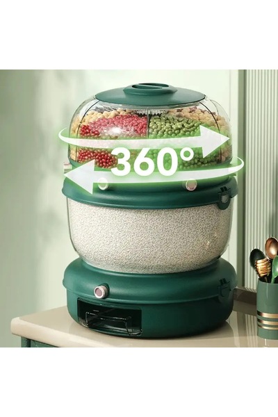 Un Multi-layer Cereal Dispenser 360 Degree Rotating Rice Food Dispenser Food Dispenser with Household Moisture-Proof Cover