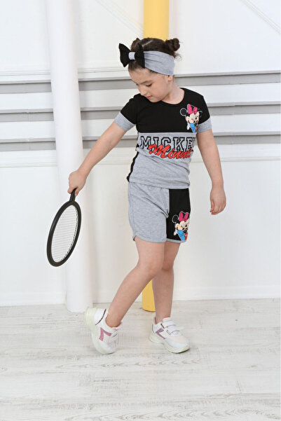 KAMİKAM Pamučni džersej set za devojčice sa letnjim šortama i bandanom