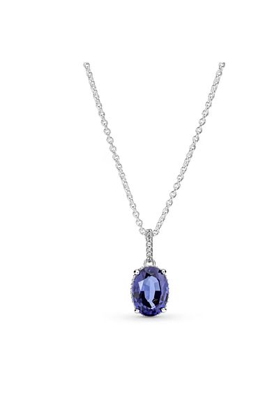 Pandora Colier Pandora cu pandantiv tip Halo Albastru impozant si stralucitor Argint 925 - 45 cm