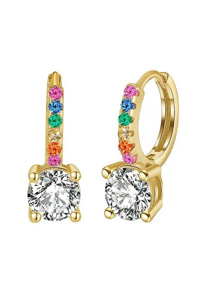 OEM Cercei Daizy tip Curcubeu din Argint S925 placat cu Aur 14K - Zirconiu - Multicolor