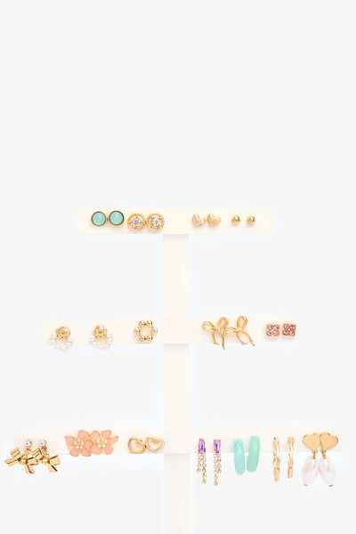 Penti Σετ σκουλαρίκια Mix Heart Gold Color