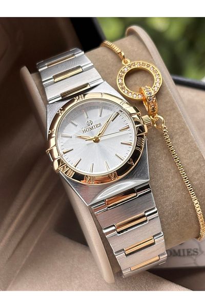 Homies Original Steel Women Wristwatch Waterproof Gold Silver Color Gift Bracelet Hmsf412