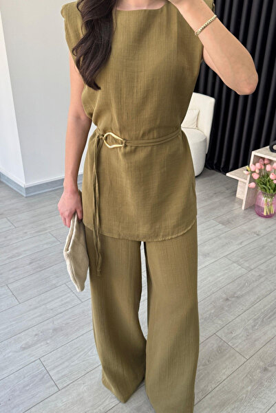 My Blog 100% pamut dupla szett khaki kiegészítővel - 8380