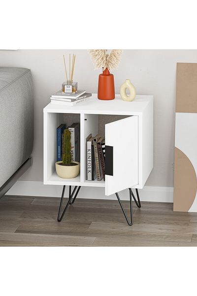 Mourah Home Glynn Modern Nightstand with Metal Legs, Storage Side Table for Bedroom & Living Room, Small Spaces