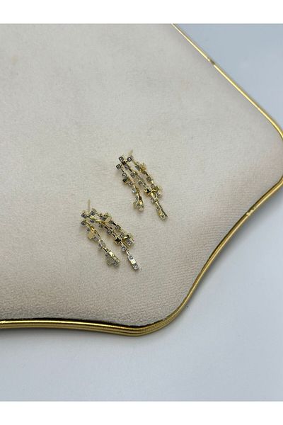 MyladyAccessoriess Double Color and Cube Detail Hanging Earrings