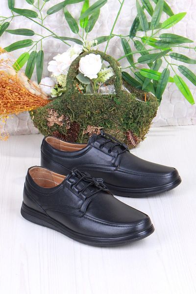 Mehmet Mete 42225 Comfort Comfortable Flexible Rubber Laced Genuine Leather Men's Shoes
