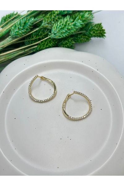 MyladyAccessoriess Zircon Stone Detail Premium Hoop Earrings