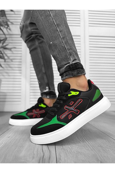 dehaine Adidasi pentru barbati, casual, negru, talpa alba