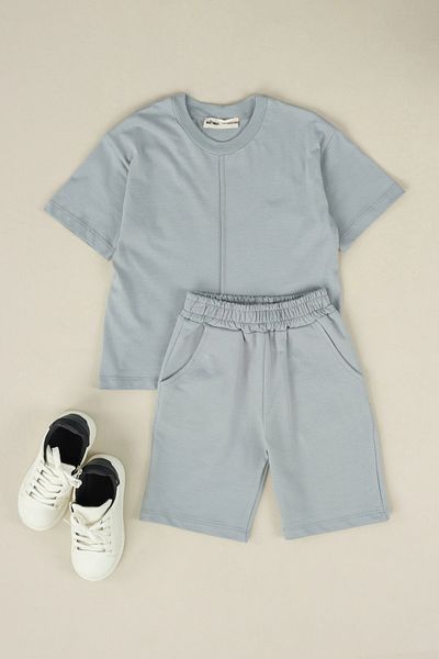 Mioma Kids Front Stitching Detailed Suit Gray