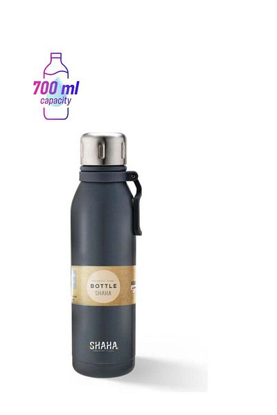 SHAHA Vacuum Bottle With Plastic Handle Black