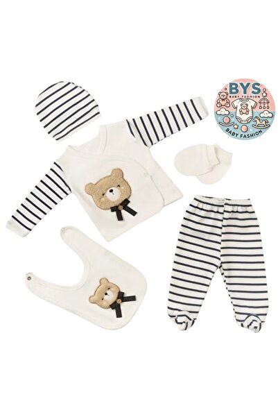 BABY ZUHU 10.Lu Cute Teddy Bear Striped Baby Hospital Discharge Set / Newborn Baby Outfit