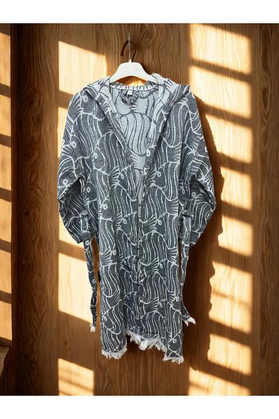 TekStilize Muslin 2 Layer Fish Patterned Bathrobe (100% Cotton)