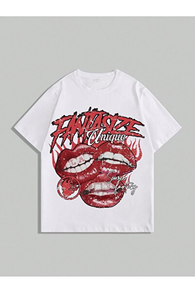 Jose Clothing تي شيرت مطبوع بأكمام قصيرة وقصة كبيرة الحجم