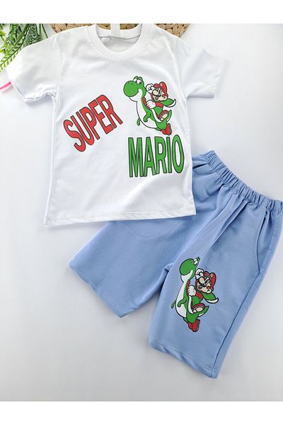 Butik Boy's Super Mario Printed Shorts T-Shirt Double Set Premium Quality