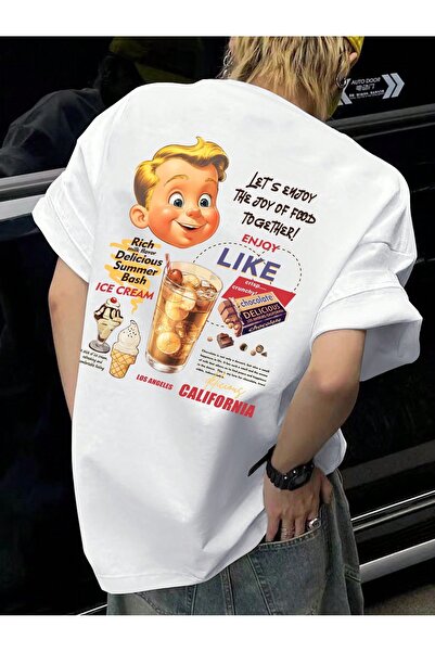 Jose Clothing Tricou imprimat cu mânecă scurtă cu croială supradimensionată