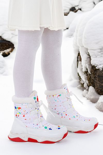 Kiko Kids Κοριτσίστικες μπότες χιονιού με κορδόνια από μπαμπού