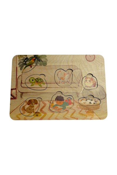 Mind of Toys Pet Friends, Wooden Children's Puzzle, Colorful Pet-Themed Jigsaw Puzzle, Find the Puzzle Pieces, 7 Pieces