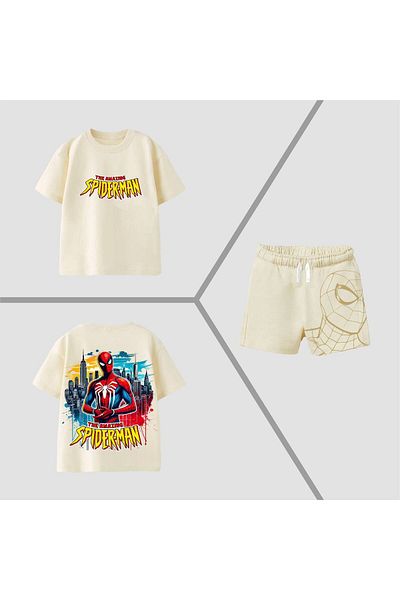 KidsSel New Season Boy's Cotton Printed Tshirt Shorts Bottom Top Set