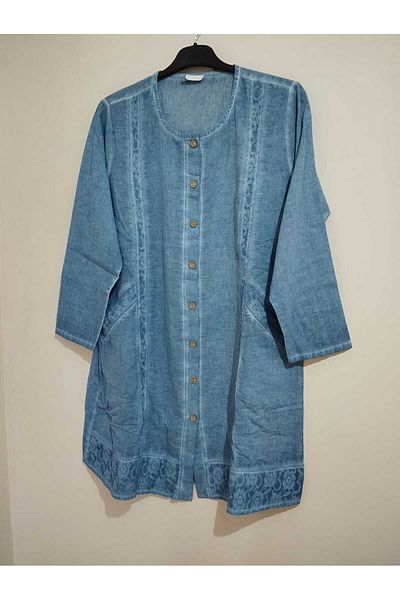 anne moda ankara αυθεντικό, 100% καθαρό βαμβάκι, αλεσμένο, χωρίς λύκρα, μακρύ μανίκι, 2 τσέπες, τουνίκ με δαντέλα