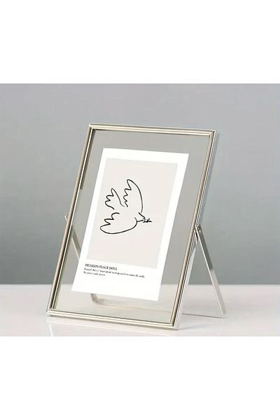 Verda Çerçeve 10X15 cm Silver Metal Frame! Stylish Decorative Photo Frame! Pedestal Double Glazed Frame