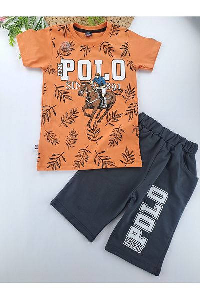 Butik Boy's Zuzu Polo Printed Shorts T-Shirt Double Set Premium Quality