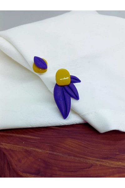 kaikosa Special Design, Handmade Polymer Clay Purple Green Ultra Light Handmade Handmade Earrings