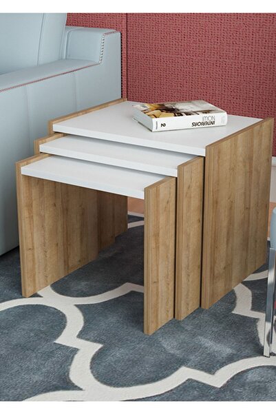 Modilayn 3 Lü Zigon Sehpa Dikdörtgen Yan Sehpa