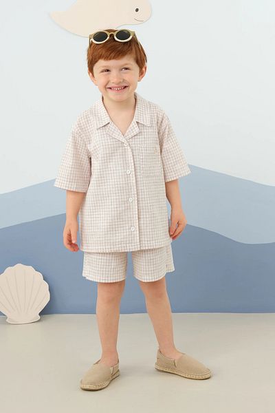 Mioma Kids Buttoned Front Soft Suit Milk Brown