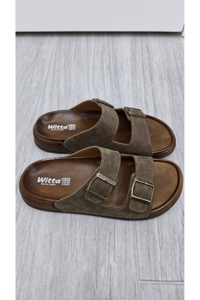 MODESA BY KAVCAR Men's Orthopedic Daily Non-Slip Sole Soft Leather Buckle Stylish Comfortable Home and Outdoor Slippers