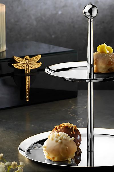 ÖzSa Home Medium 18/10 Stainless Steel Tiered Presentation Stand Pedestal Presentation Stand