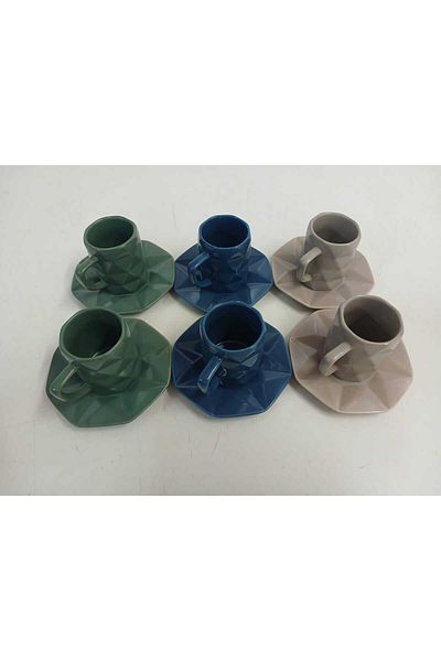 FEYZADE Lc Waikiki Mixed Color 6 Personality Porcelain Coffee Cup Set