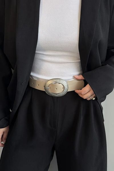 LEONAS Oval Antique Buckle Women's Belt Massi Mink