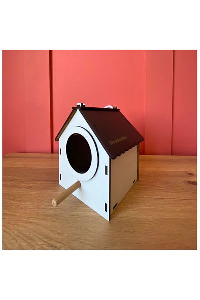 WoodenZoo Wooden Decorative Bird House Nest, Nest, Balcony, Garden Accessory (White)