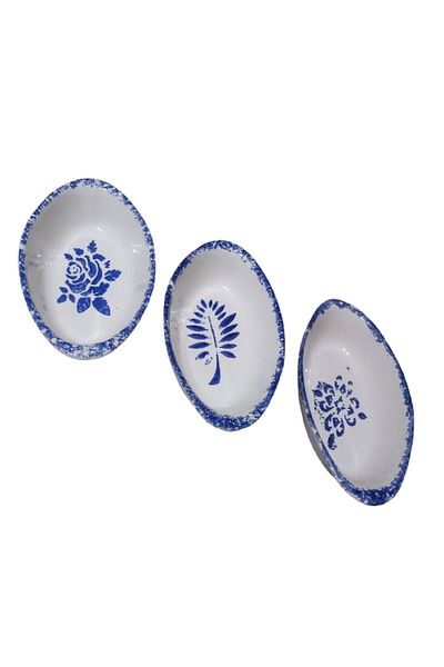 Ceka Flower Pattern 3 Piece Ceramic Boat Plate 17 cm