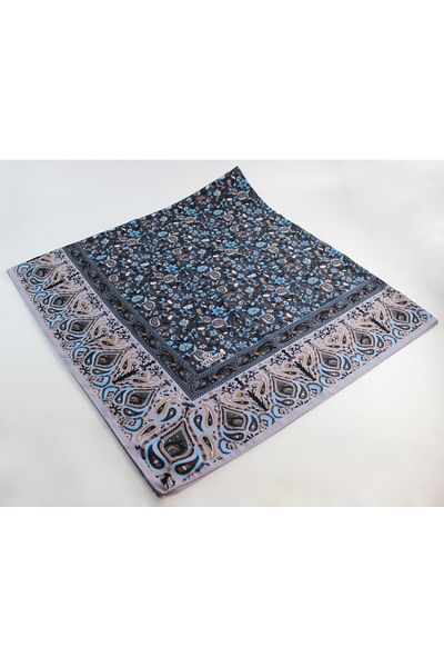 Valino 120x120 Ethnic Pattern Βαμβακερό Φουλάρι λουλουδιών - Λιλά