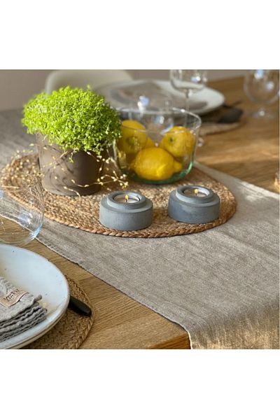 Fabric by Gülçin Λινό Φυσικό Υφασμάτινο Υφασμάτινο Σκούρο Μπεζ Χρώμα Μακρύ Τραπέζι Runner